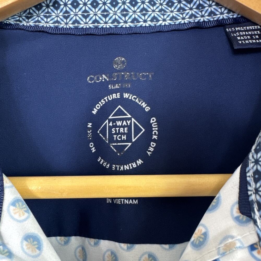 Construct Pattern Slim Fit No Iron Button Front S… - image 4